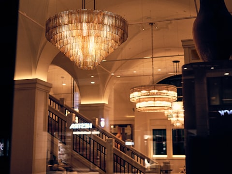 Lighting display with chandelier